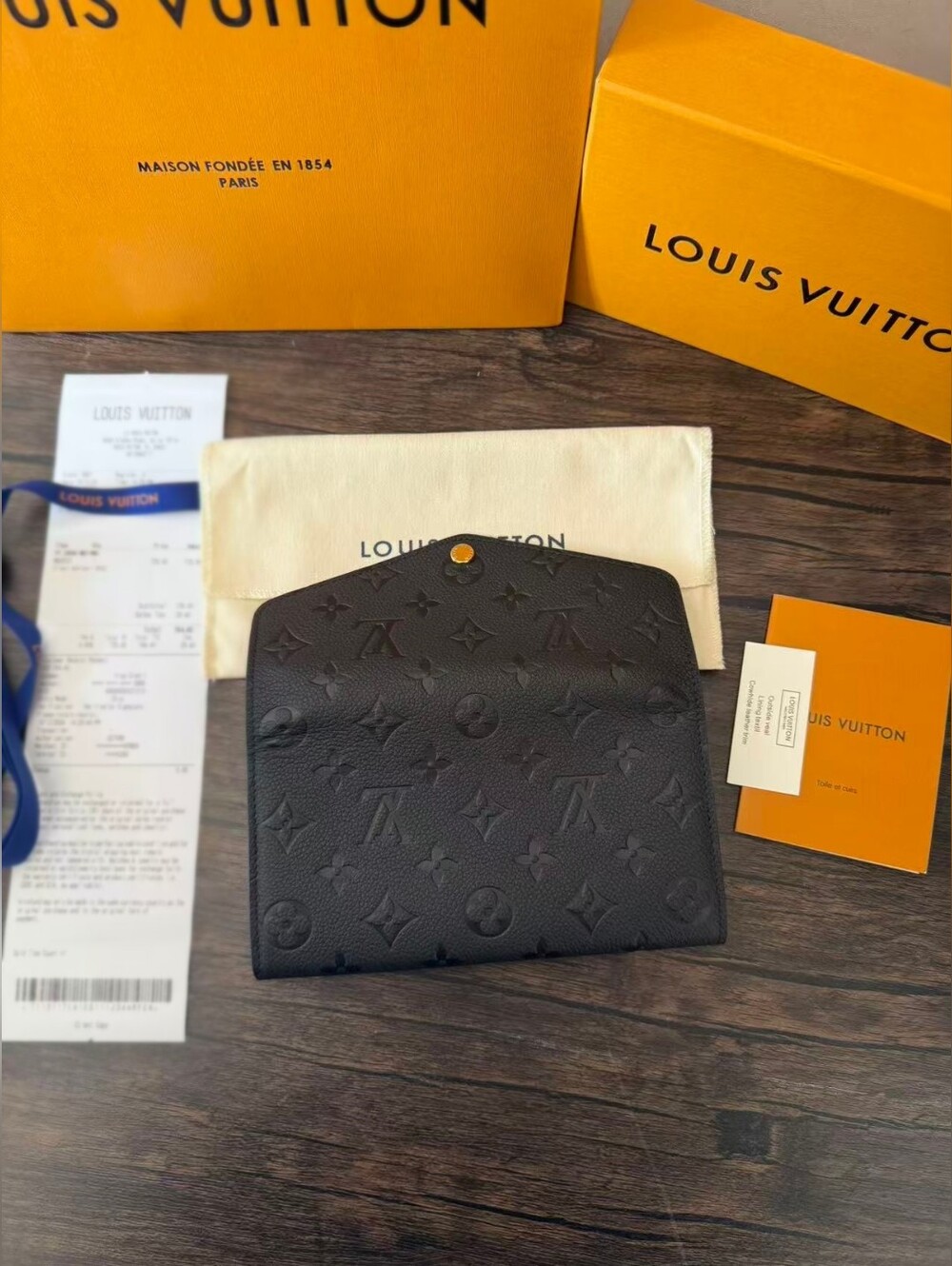 Louis Vuitton Black Monogram Sarah Wallet